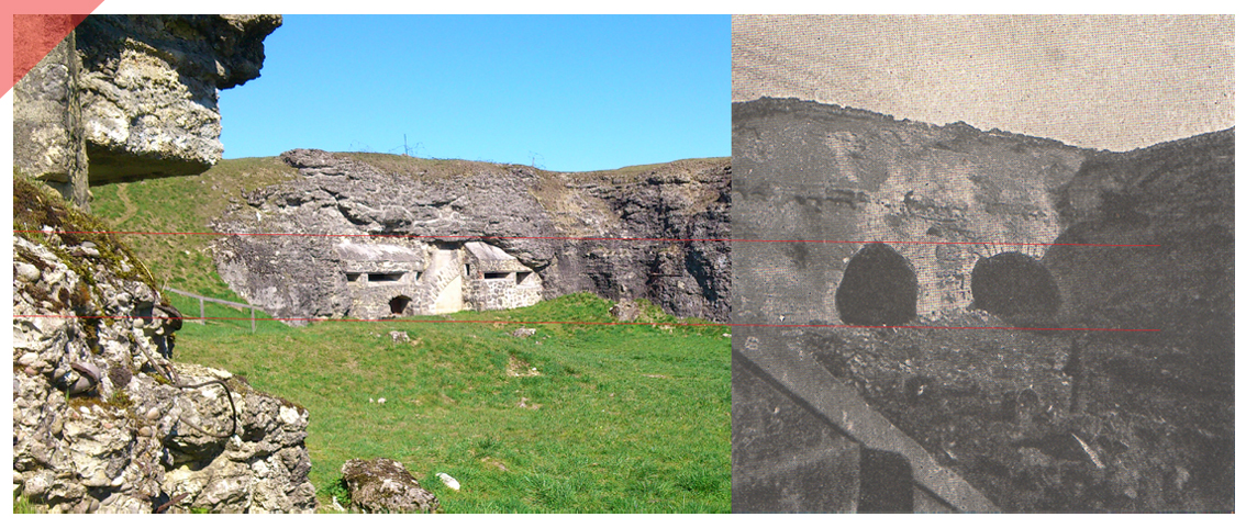 Fort Douaumont South West exit Now and Then 1916 2017