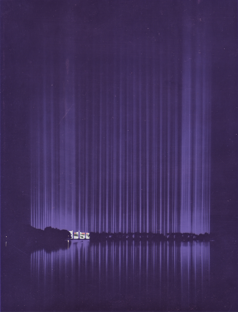 Lichtdom 1938 Walter Hege blaues violettes Licht Dome of light 1938 blue light Nuremberg