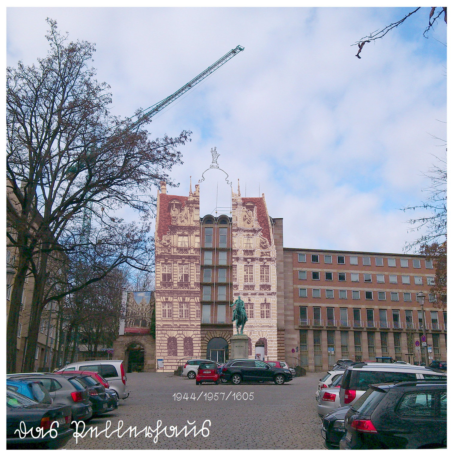Pellerhaus-Nuernberg-Fassade-Klappkarte-Innenseite-Motiv-Rekonstruktion